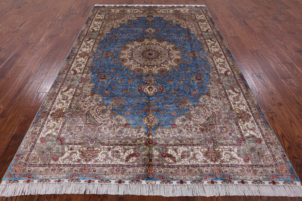 6' 0" X 9' 0'' Hand Knotted 100% Silk High End Persian Rug - Q4806