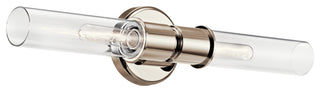 Aviv 24" 2 Light Wall Sconce With Clear Glass, Polished Nickel
