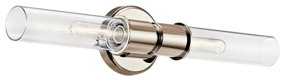 Aviv 24" 2 Light Wall Sconce With Clear Glass, Polished Nickel