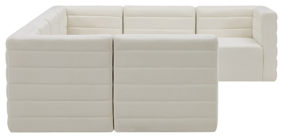 Quincy Velvet Upholstered 7-Piece U-Shaped Modular Sectional, Cream