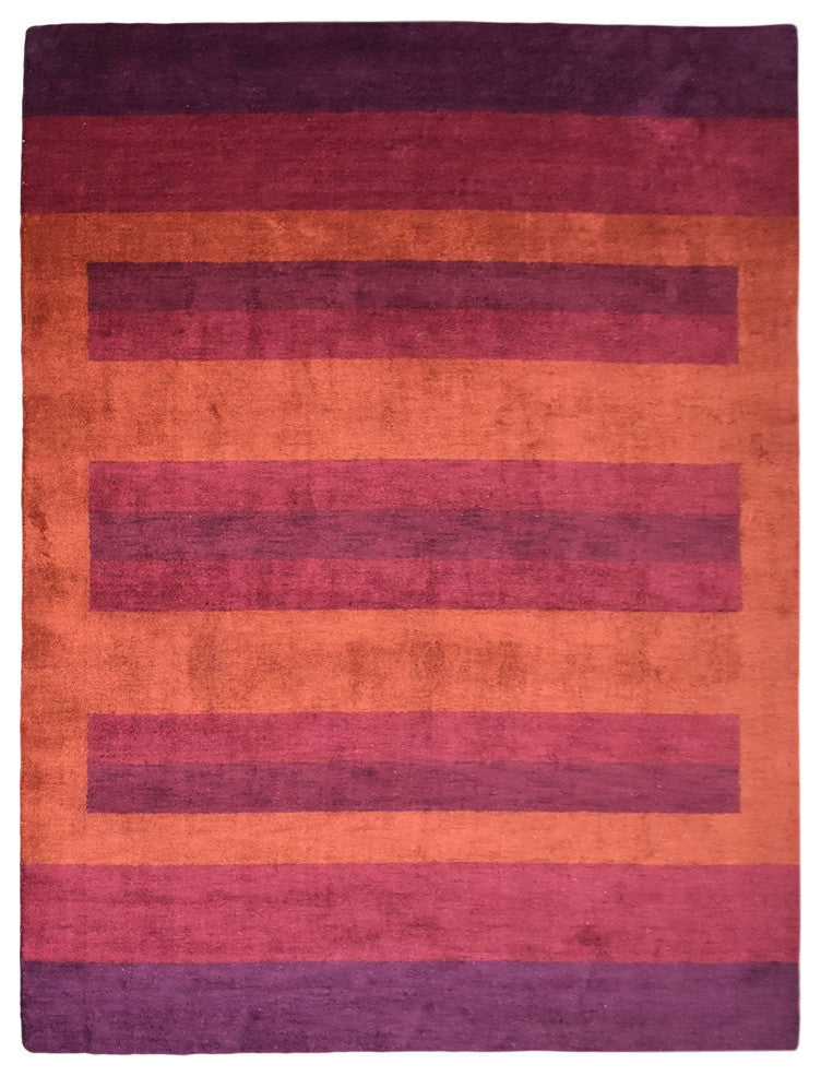 HAND KNOTTED LOOM SILK ECO-FRIENDLY AREA RUG -8'x10',Rectangle,Rust,Contemporary