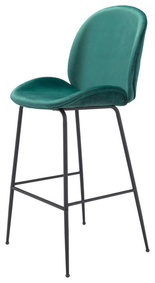 Bar Stool Chair Barstool, Steel Metal, Fabric, Green, Black, Cafe Bistro
