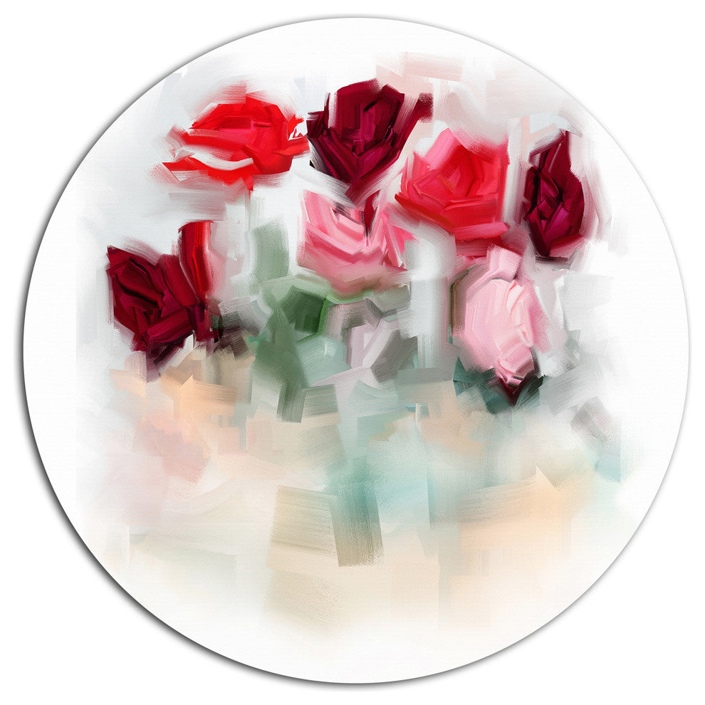 Rose Floral Watercolor Illustration, Animal Round Wall Art, 23"