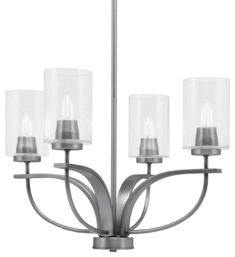Cavella 4-Light Chandelier, Graphite, 4" Clear Bubble Glass
