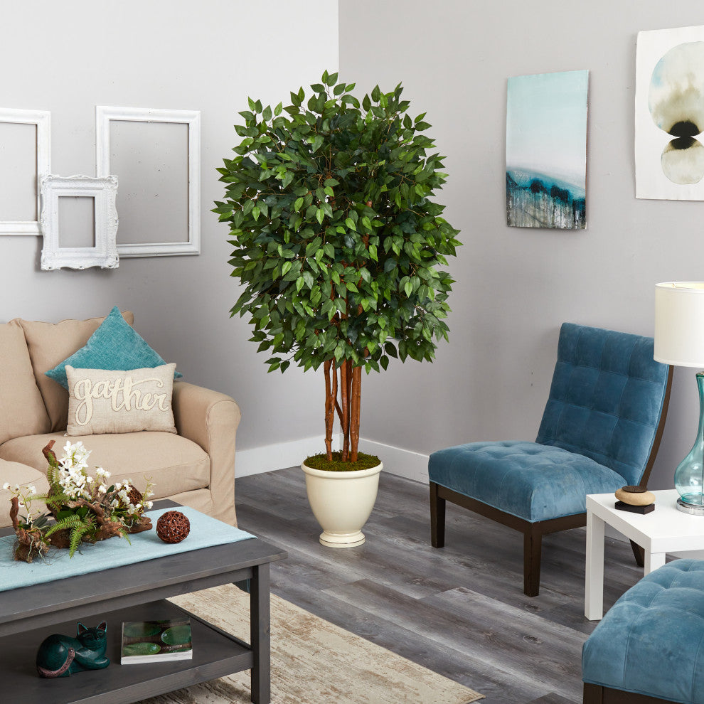 5.5' Super Deluxe Ficus Artificial Tree, Decorative Urn