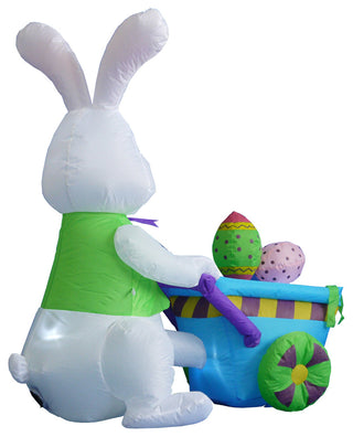 Easter Inflatable Rabbit Pushing Cart With Eggs, 4' Long