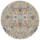 5' Orange And Ivory Round Floral Power Loom Area Rug