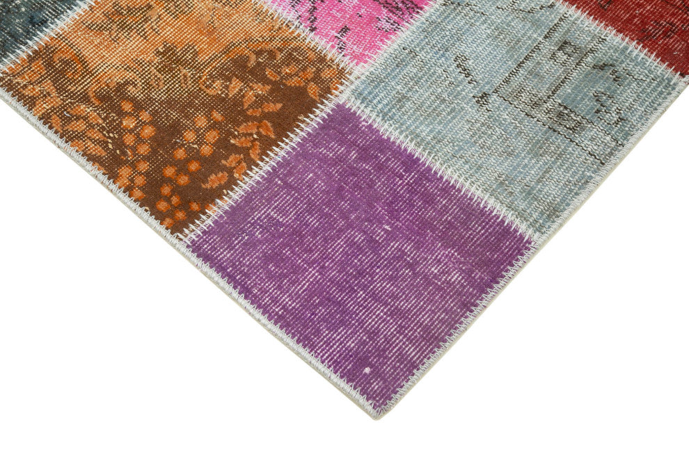 Rug N Carpet - Hand-Knotted Turkish 3' 0" x 9' 10" Vintage Patchwork Runner Rug