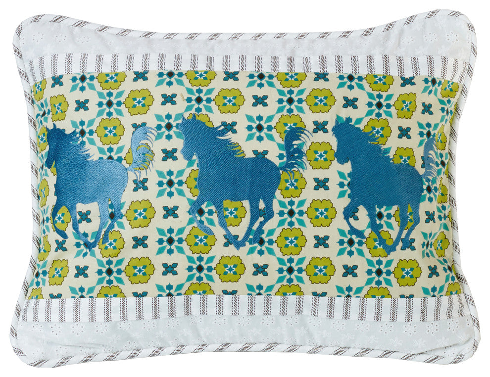 Horse Embroidery Pillow, 16x21