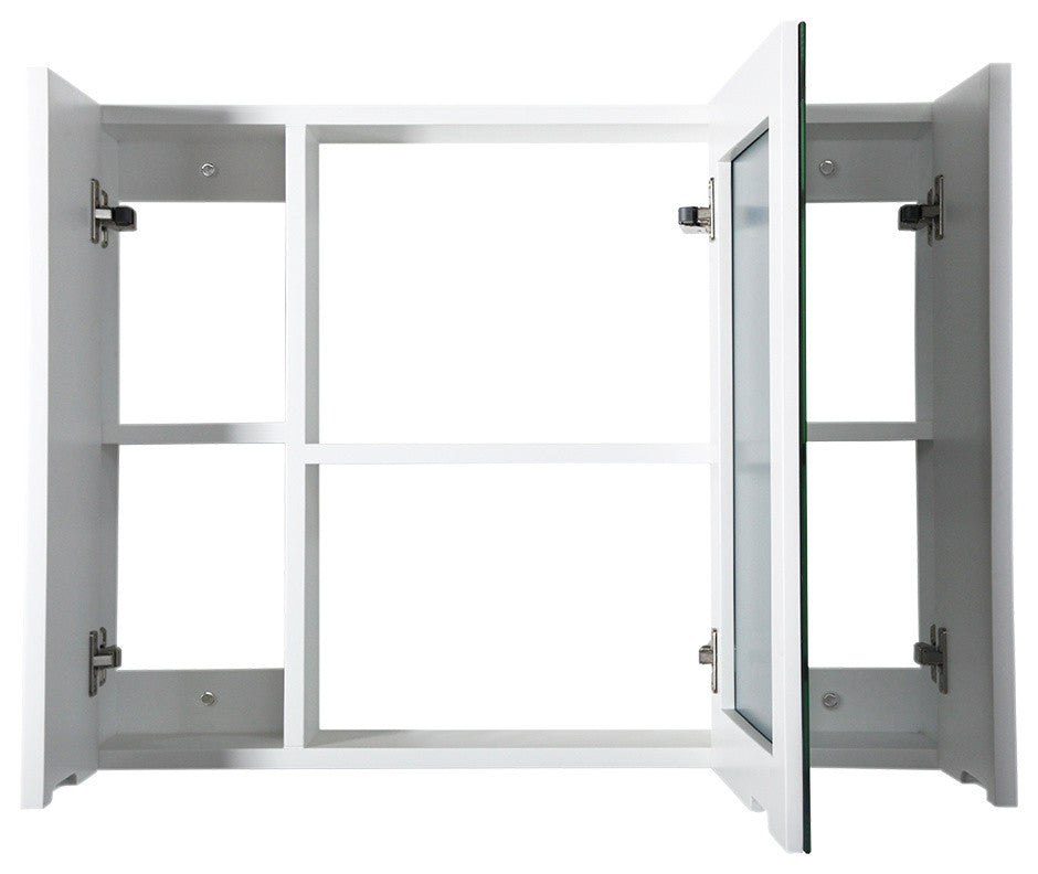 Medicine Cabinet With 3 Doors, White, 32"