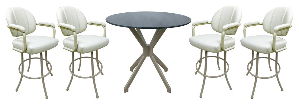 Swivel Counter Metal Pub Set - M-70 Stools 26" or 30", Ocean Beige - Beige, 26", Crackle Glass