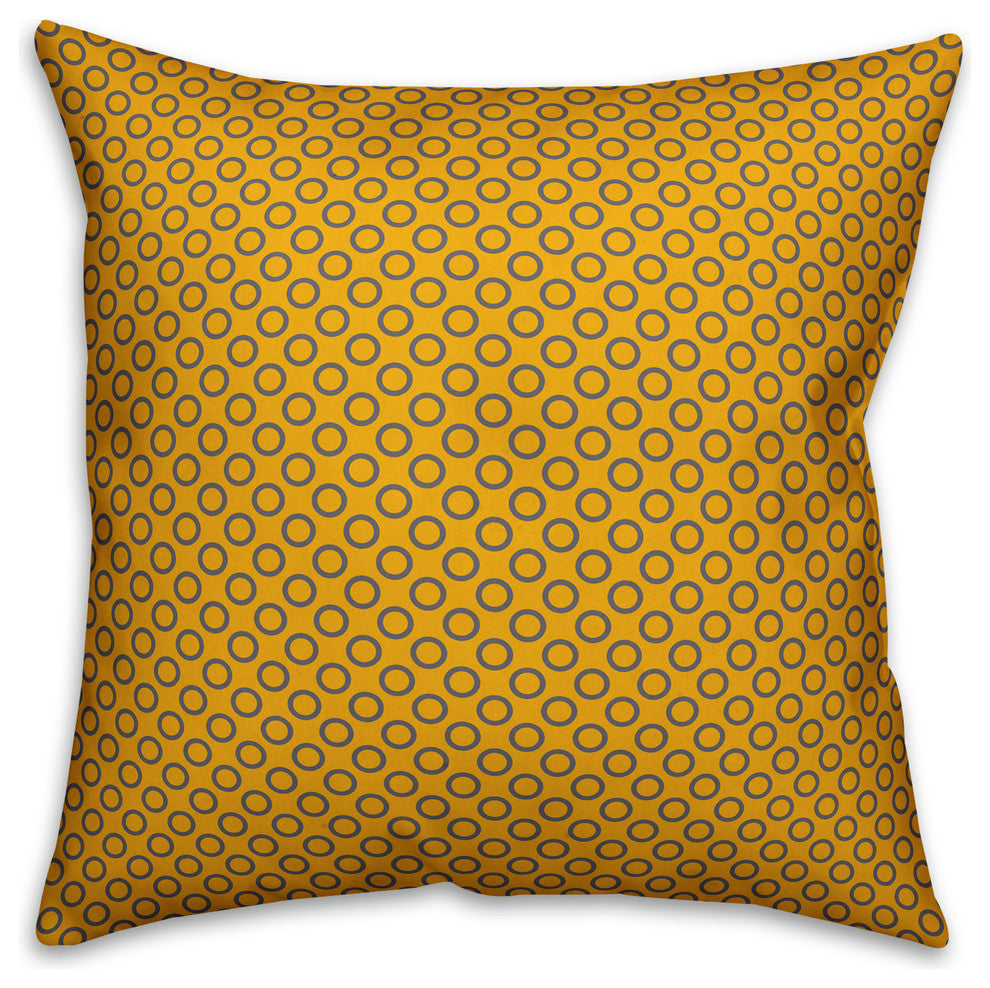 Circle Pattern, Yellow Throw Pillow Cover, 20"x20"