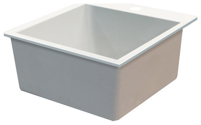 Transolid Quantum 22"x20" silQ Granite Drop-in Single Bowl Kitchen Sink, White