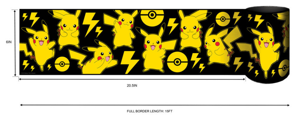 Yellow Pokemon Pikachu Peel & Stick Wallpaper Border