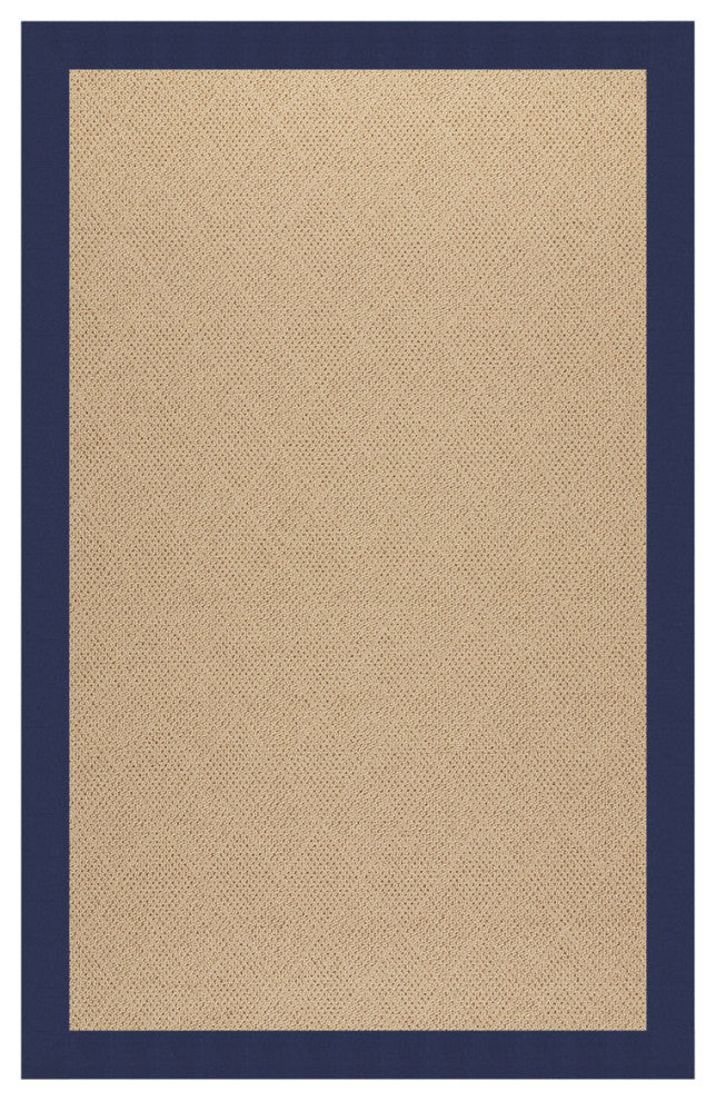 Zoe-Cane Wicker Machine Tufted Rectangle Rug, Navy, 3'x5'