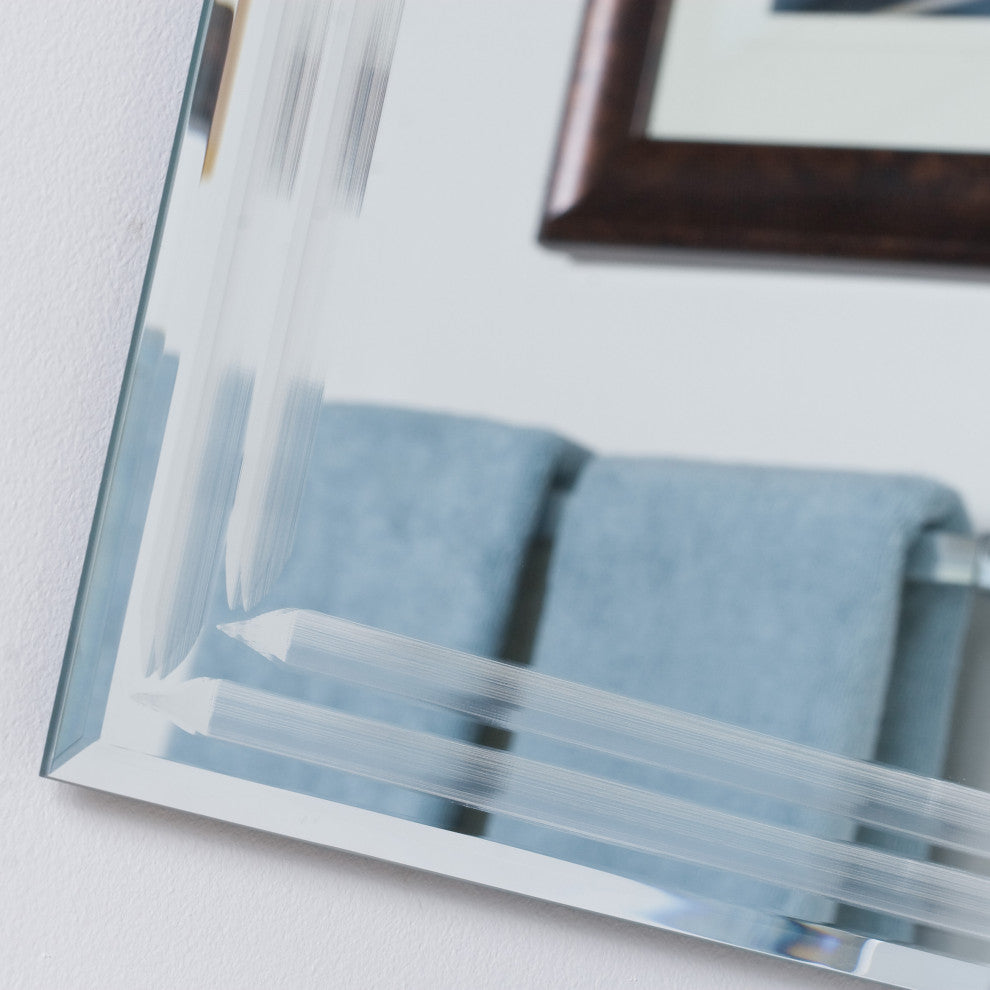 Frameless Tri-Bevel Wall Mirror, 22" X 28"