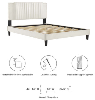 Zahra Channel Tufted Performance Velvet Full Platform Bed, White