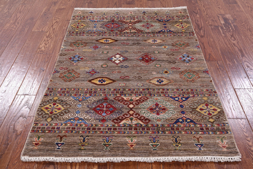 Khorjin Super Kazak Handmade Wool Rug 3' 7" X 5' 2" Q10031
