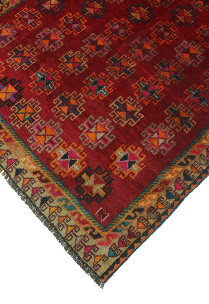 Fine Vintage Distressed Farhod Red Rug