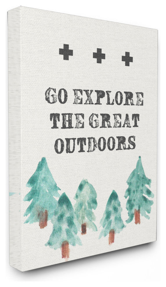 "Go Explore The Great Outdoors Tree" 24x30, Large Stretched Canvas Wall Art