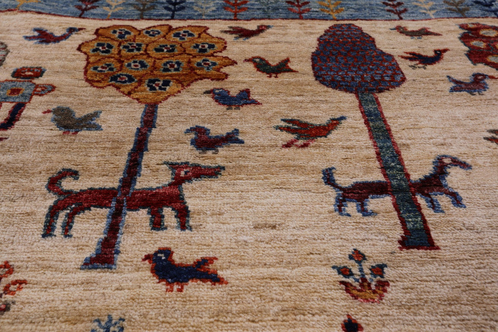 Tribal Persian Gabbeh Hand-Knotted Rug 8' 1" X 9' 9" Q8227