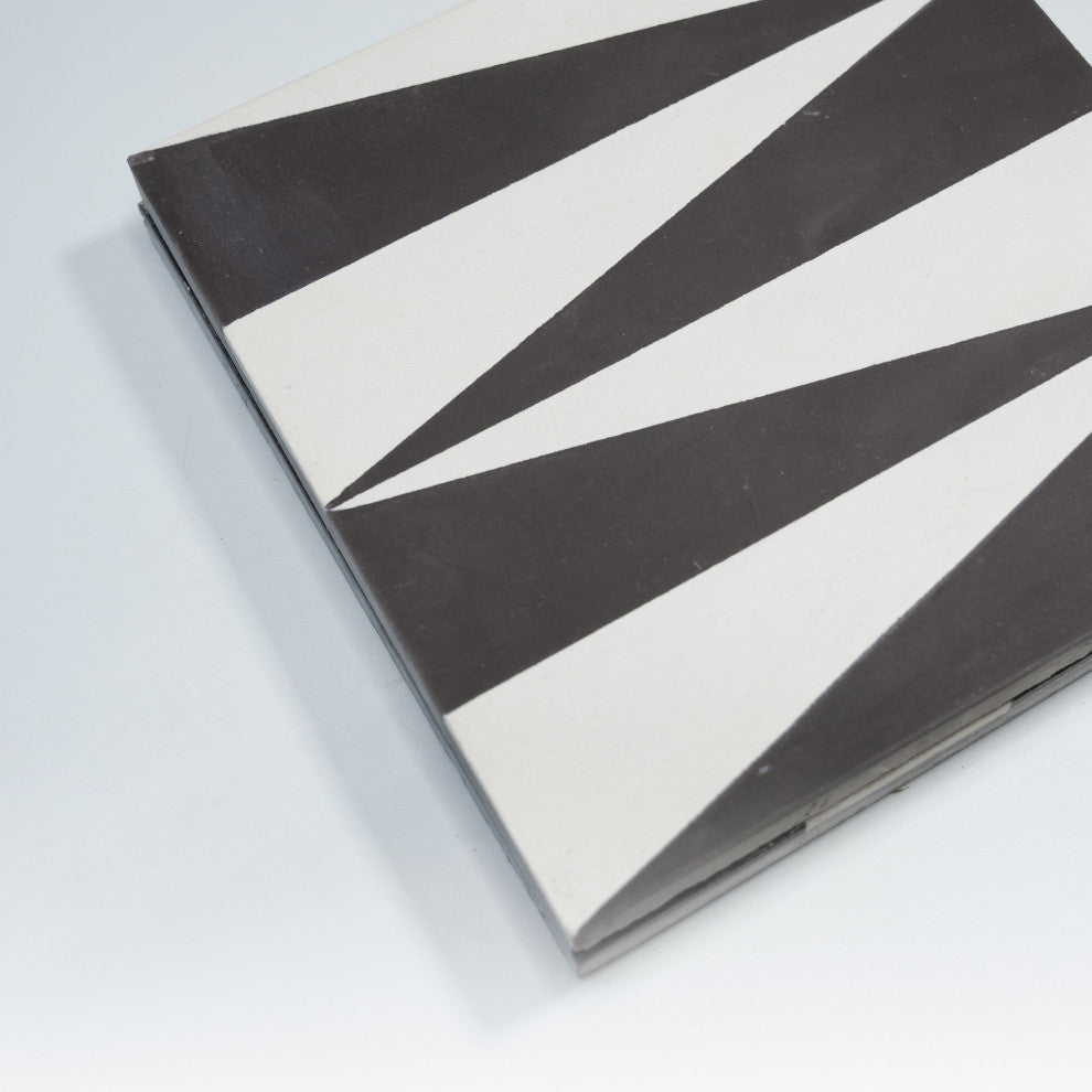 Tiznit, Single Tile, Handmade Cement Tile, White/Black