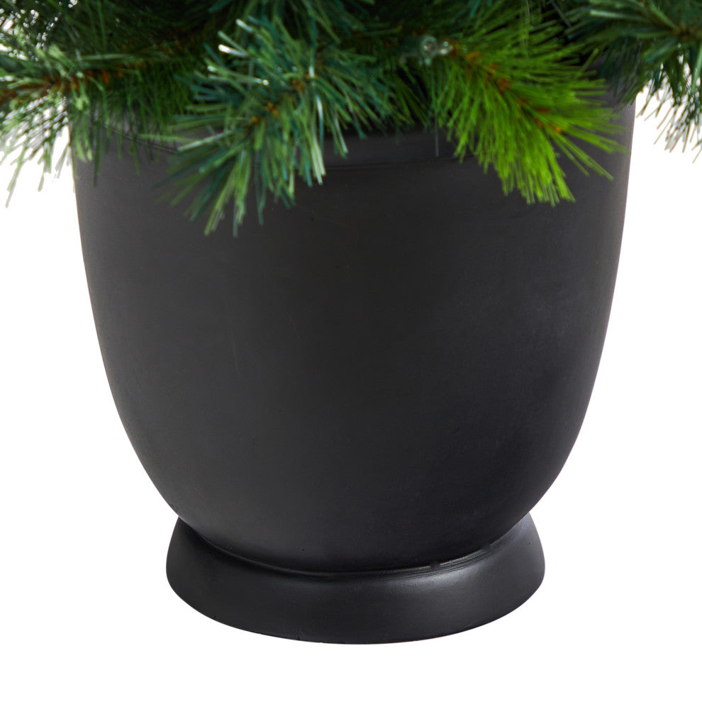 4.5' Oregon Pine Faux Xmas Faux Planter W/250 Bendable Branches & 100 Lights