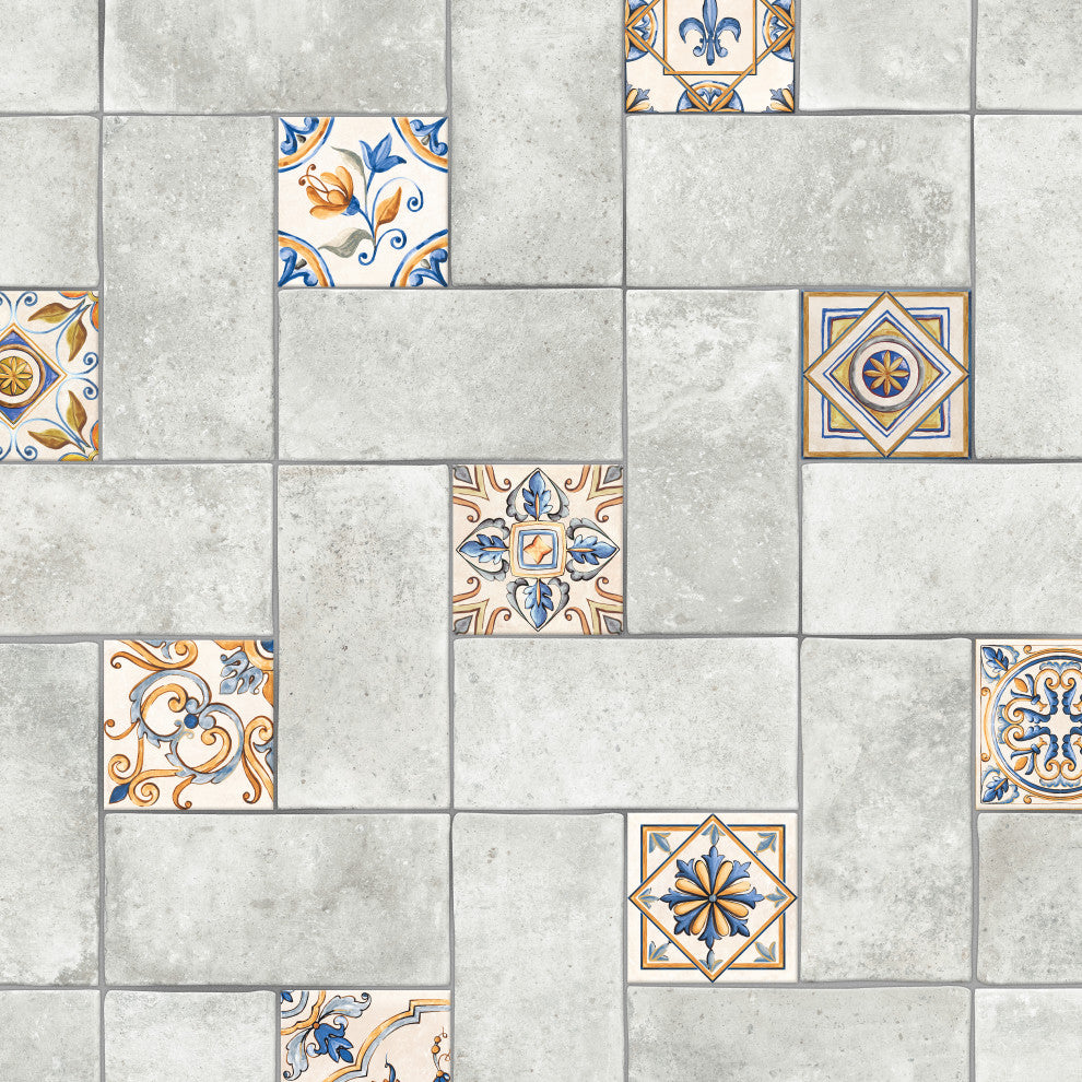 Toscana Spirale Pienza with Giotto Deco Porcelain Floor and Wall Tile