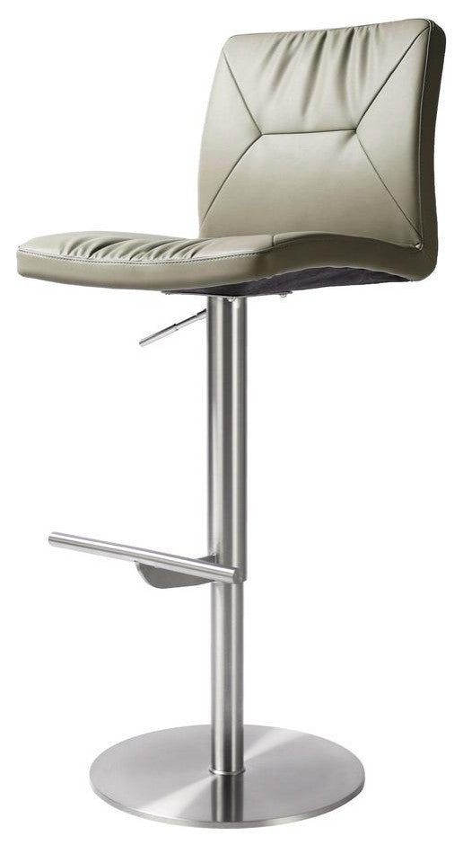 Paddy Light Gray Vegan Leather on Silver Adjustable Stool