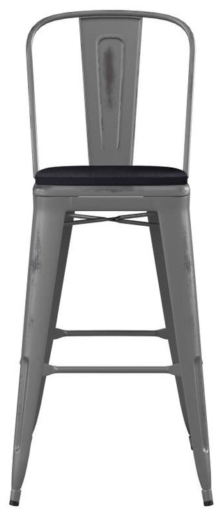 30'' High Indoor Clear Coated Counter Stool, Clear Coated/Black