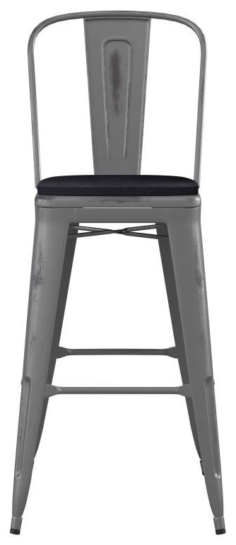 30'' High Indoor Clear Coated Counter Stool, Clear Coated/Black