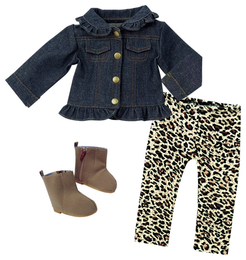 18" Dolls Jean Jacket Leggings and Boots Set