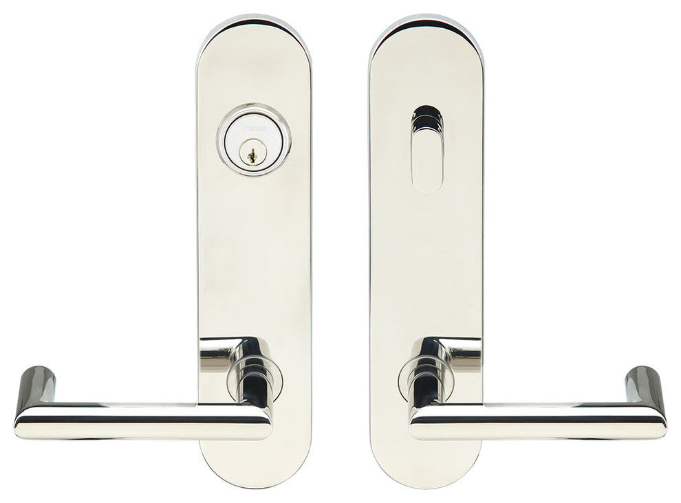 Stuttgart Lever, Tubular Entry, Single Cylinder, LH, Polished Stainless Steel