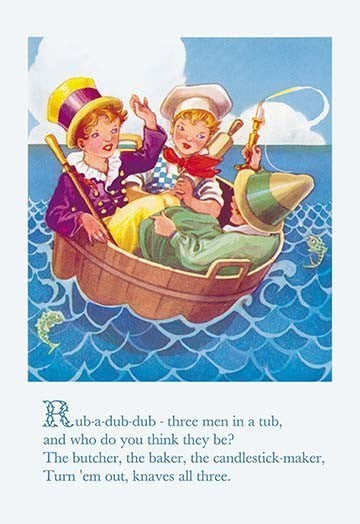 Rub-A-Dub-Dub, Three Men in a Tub - Canvas Poster 20" x 30"