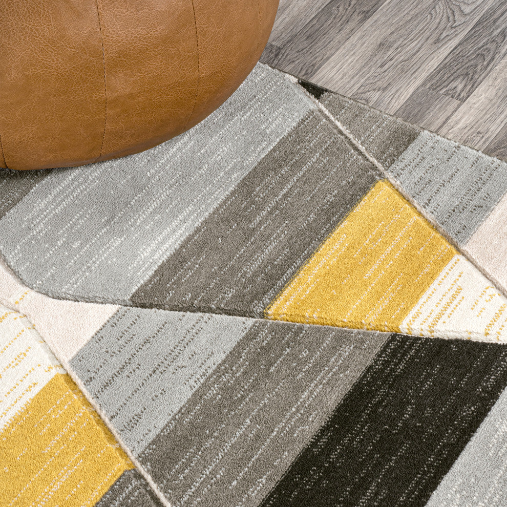 Kehoe Retro Diamonds Geometric Yellow/Gray/Cream 4 ft. x 6 ft. Area Rug