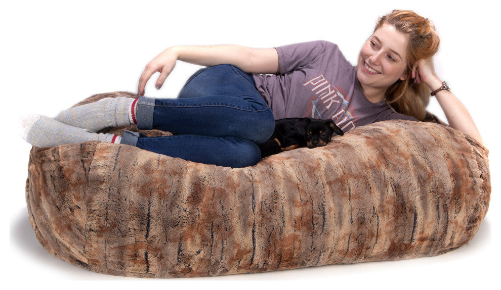 Jaxx Bean Bags Sofa Saxx Bean Bag Lounger, 4-Feet - Faux Fox Fur - Red Fox