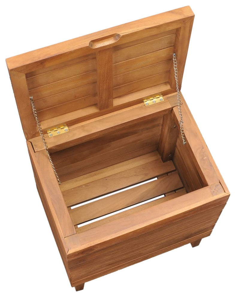 vidaXL Solid Teak Wood Laundry Basket 15.7"x11.8"x17.7" Wooden Clothes Box