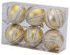 2.36" Gold Matte Ornament With Gold And White Glitter Sprial Stripes, 6 Pack