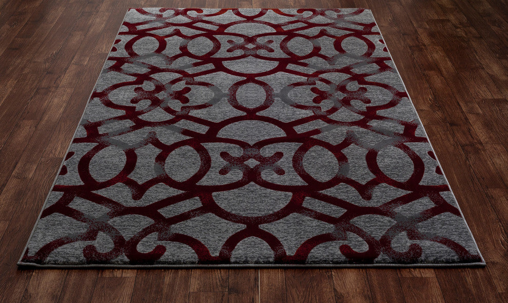 Bastille Trellis Area Rug, Red, 3'11"x5'11"