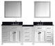 93" Double Bathroom Vanity, White, Round Sink, Polished Chrome