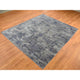 Gray Modern Abstract Design Wool and Silk Hand Knotted Rug 7'10" x 9'9"