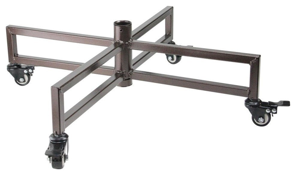 24" Brown Metal Rolling Artificial Christmas Tree Stand for 6', 9' Trees