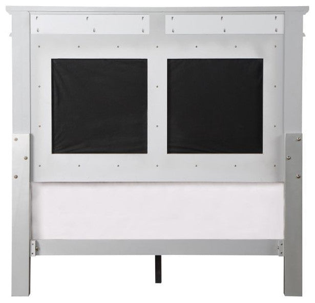 ACME Varian Full Bed, Gray Velvet, Silver and Mirrored Finish