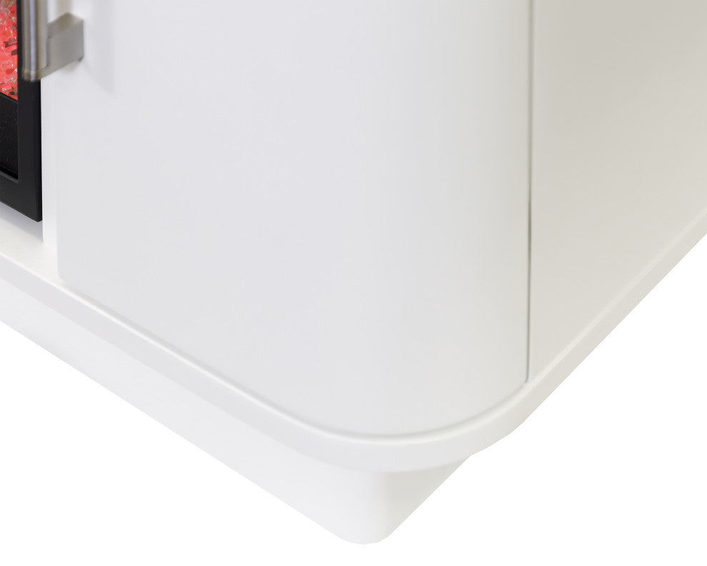 Modern 96" Fireplace Console Entertainment, White