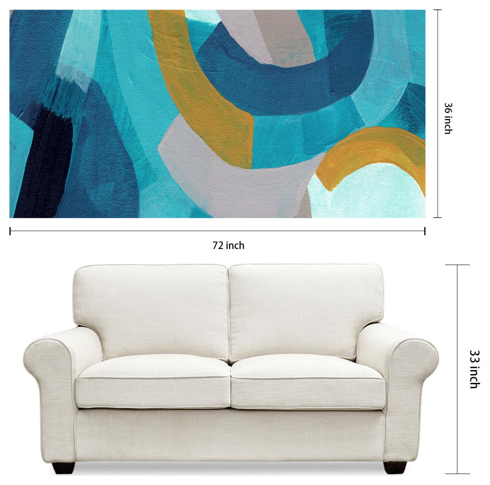 "Puzzle Blues B" Frameless Free Floating Panel Graphic Wall Art, 72"x36"
