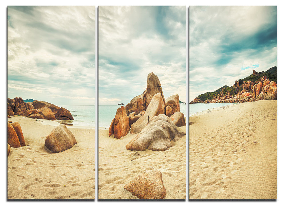 "Stones on the Foreground Beach" Metal Wall Art, 3 Panels, 36"x28"