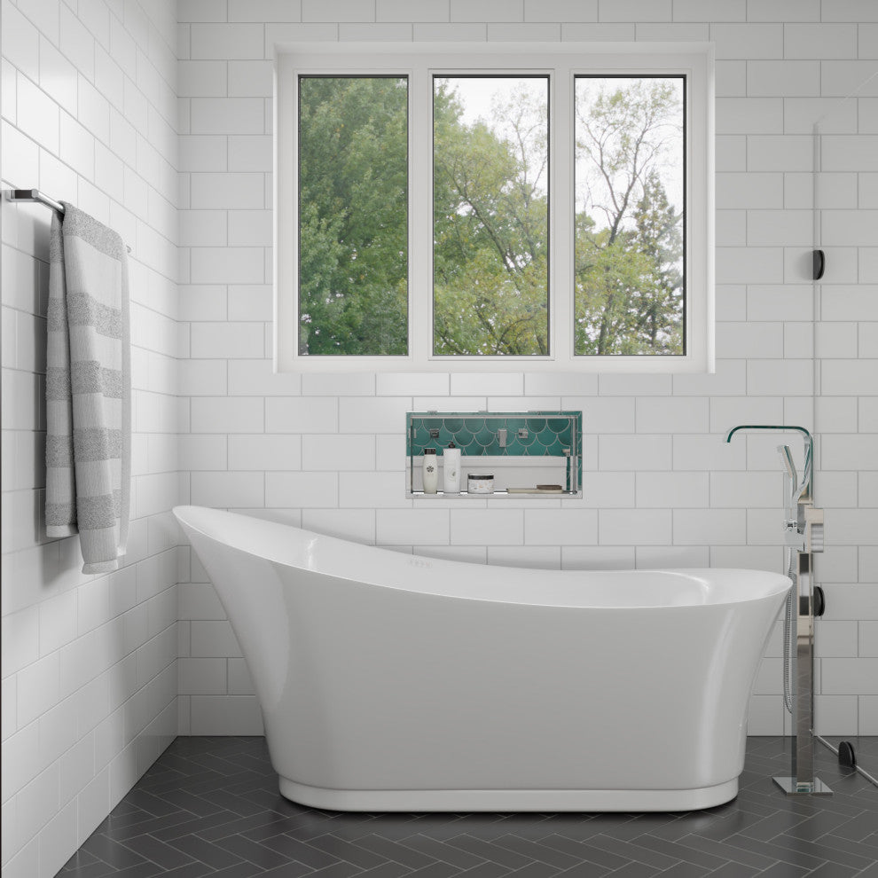 Alfi brand AB2180-PC Floor Mount Tub Filler w/ Shower Head Polished Chrome