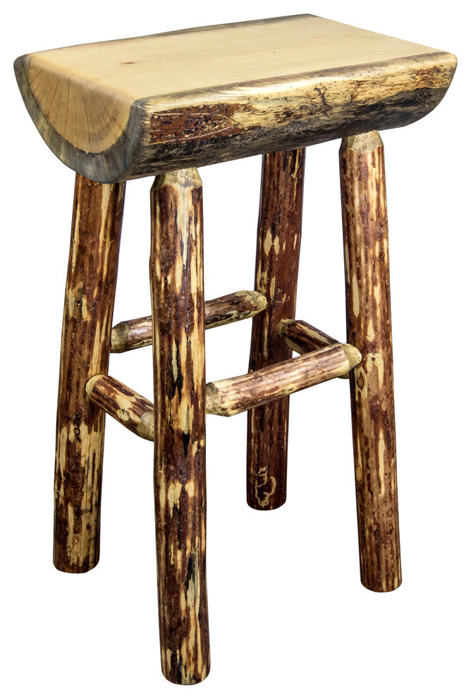 Glacier Country Half Log Bar Stool With Exterior Stain Finish