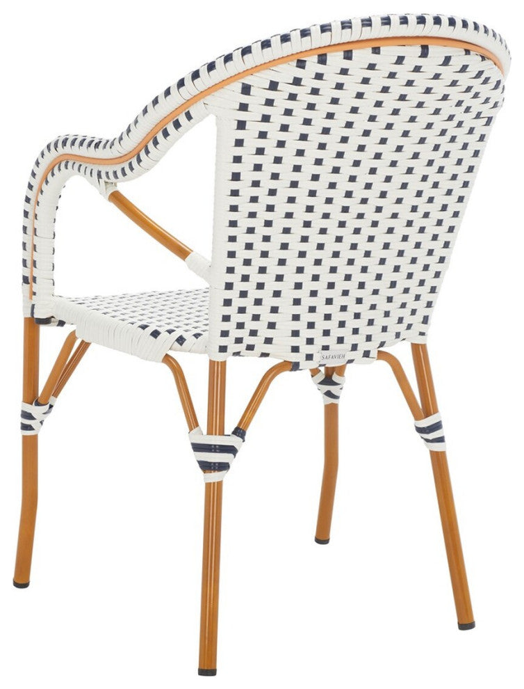 Safavieh Outdoor California Armchair, White/Navy