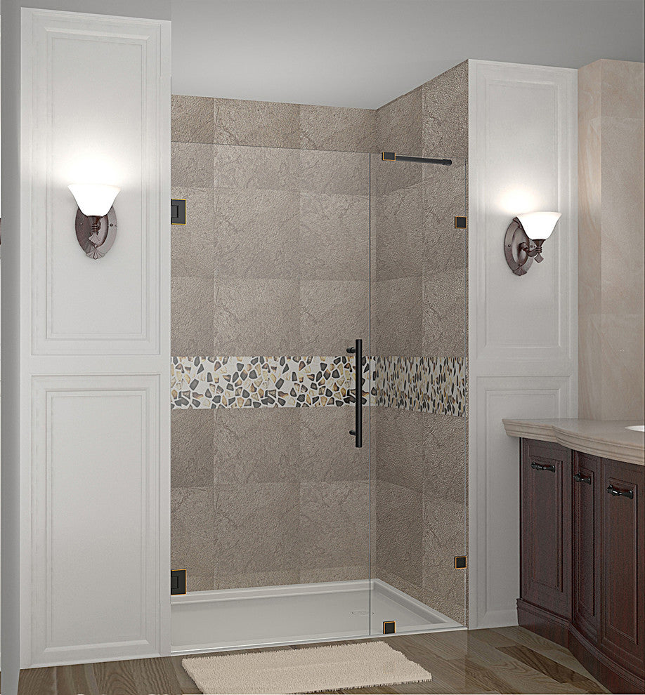 Nautis Completely Frameless Hinged Shower Door, Oil Rubbed Bronze, 42"x72"